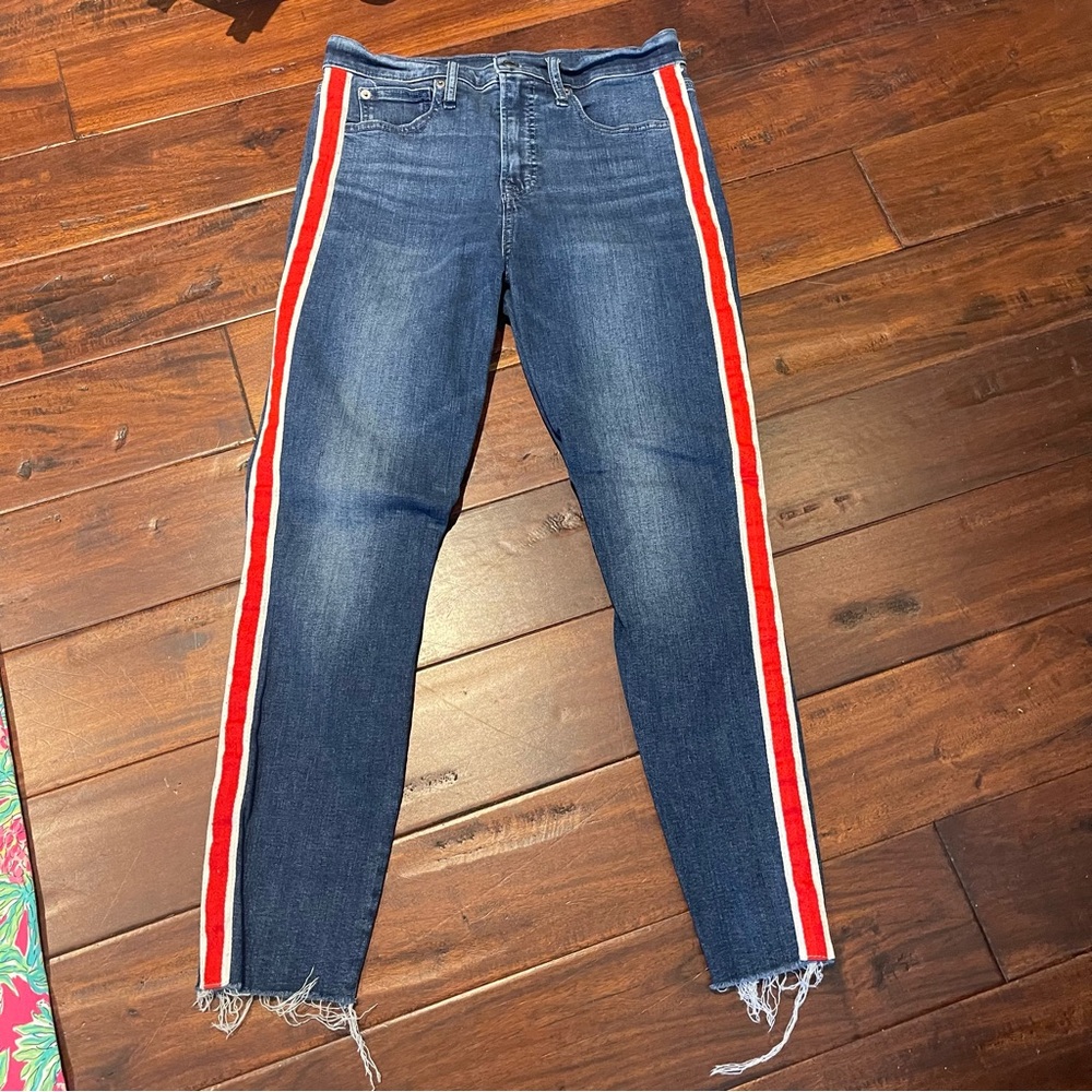 Gap Denim Jeans Womens True Skinny Red Stripe High Rise 8/29
